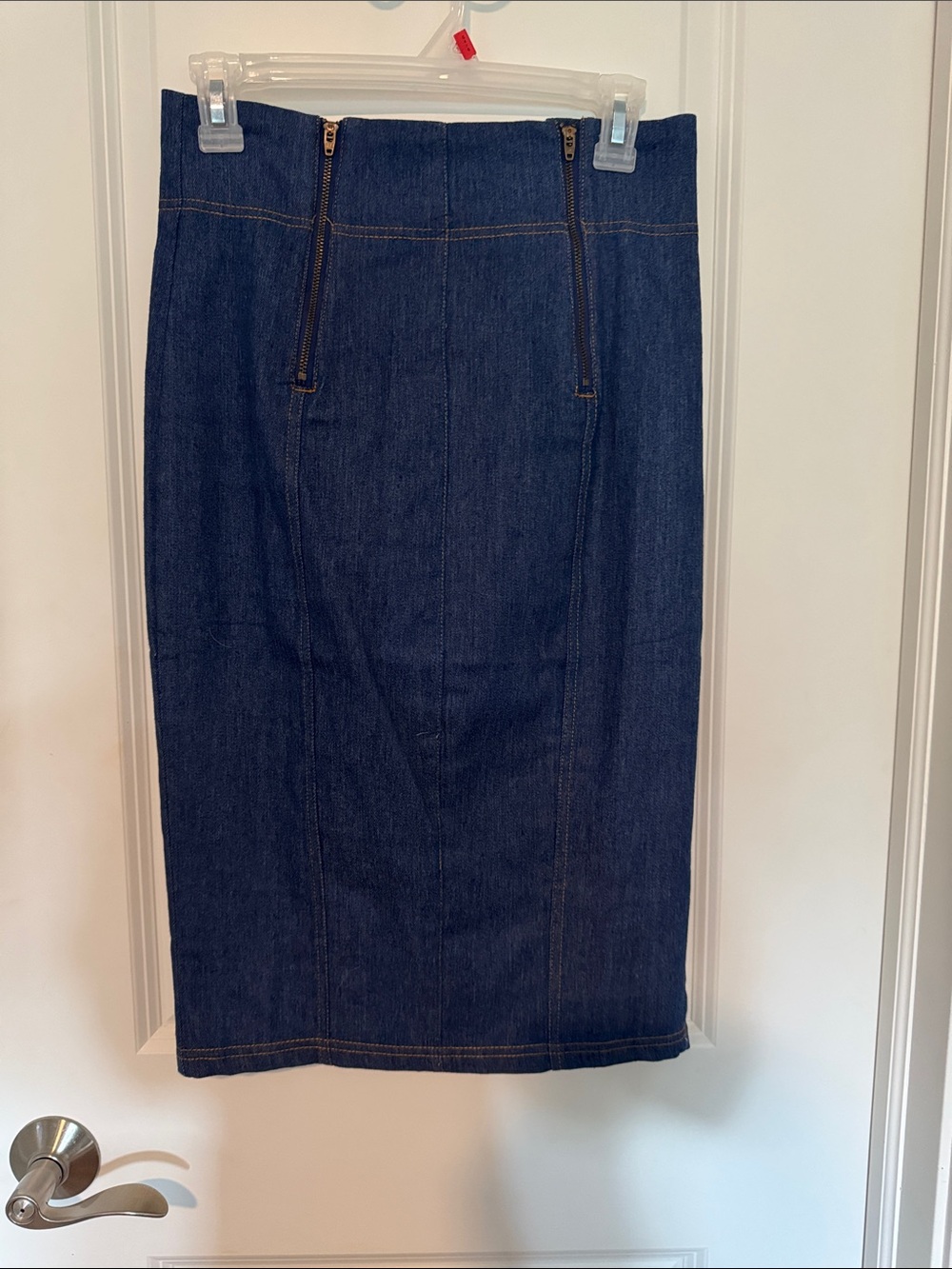 Unique Vintage Dark Blue Denim Pencil Skirt
